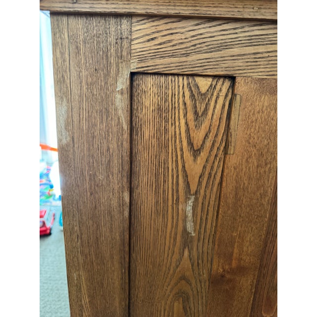 Vintage 1910s Alaska Ice Box Wood Cabinet With Carved Details For Sale - Image 9 of 10