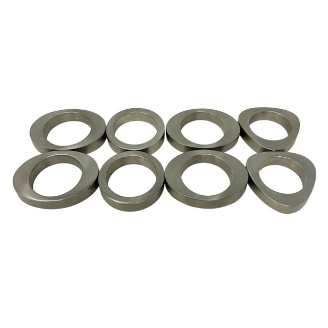 Pottery Barn Vintage Pottery Barn Solid Stainless Steel Napkin Rings a Set of 8 For Sale - Image 4 of 11