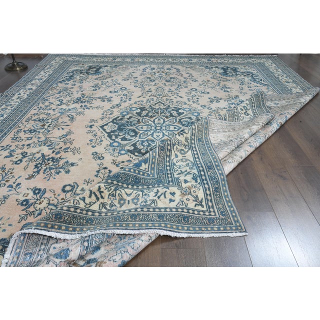 Textile 1970s Vintage Persian Handmade Wool Cotton Orange Area Rug For Sale - Image 7 of 11