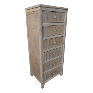 Henry Link Hollywood Regency Tall Narrow Wicker Lingerie Jewelry Chest 6018 For Sale