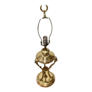 Vintage Mid 20th Century Remdrandt Style Brass Lion Head Motif Table Lamp