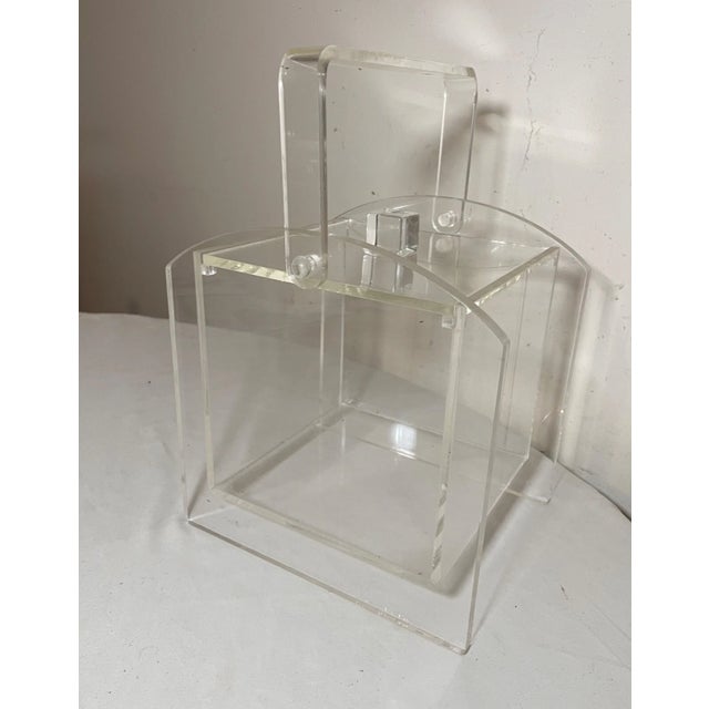 Vintage Mid Century Modern Handmade Lucite Ice Bucket Carrying Pail Box For Sale - Image 4 of 13