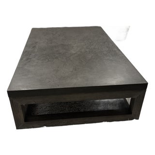 Restoration Hardware Concrete and Wood Coffee Table For Sale