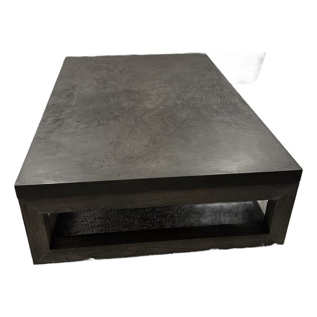 Restoration Hardware Concrete and Wood Coffee Table For Sale