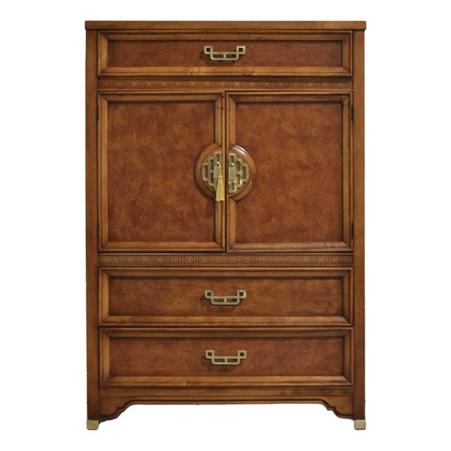 Mid 20th Century Chinoiserie Burlwood Highboy Mandarin Collection by Henry Link For Sale