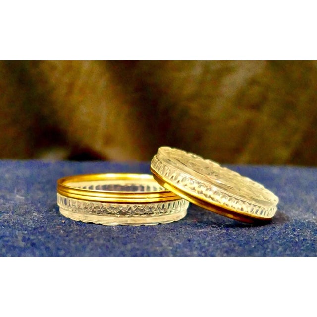 This vintage early 20th century miniature ladies crystal box is beautifully designed with a stunning geometric “waffle”...