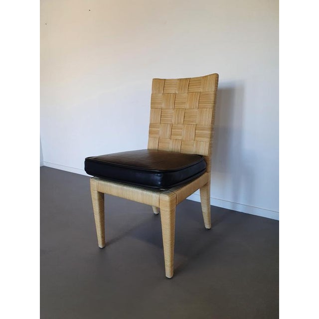 Block Island Cane Chairs with Leather Seats by John Hutton for Donghia / Set of 6 For Sale - Image 15 of 18