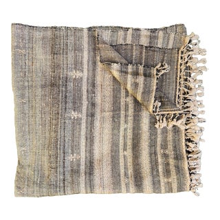 Hand Embroidered Tribal Raw Silk Bed Throw For Sale