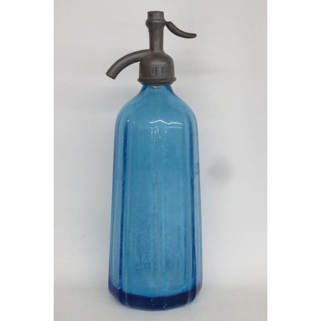 Art Deco Jacob Ragosin Blue Glass Seltzer Bottle Dave Roth Made in Czechoslovakia 4854b For Sale - Image 3 of 11