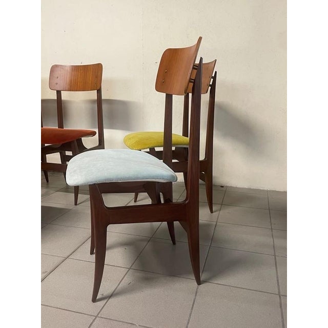Set of eight teak chairs from the 1960s with a Scandinavian design. The frame is made of fine teak wood, prized for its...