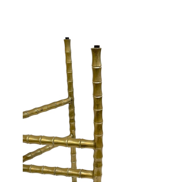 Vintage Hollywood Regency Faux Bamboo Brass Tray Table For Sale - Image 14 of 18