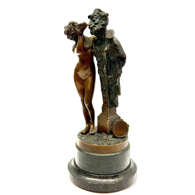 Early 20th Century Neo Classical Grand Tour Bronze of Nymph Giving Pan Water For Sale - Image 10 of 15