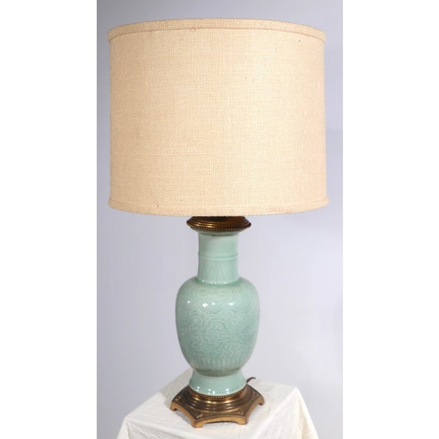 Decorative Celadon Table Lamp Att. To Frederick Cooper For Sale In New York - Image 6 of 9