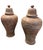 Elevate your home decor with this striking pair of vintage ceramic temple jars, featuring an eye-catching marbled glaze...