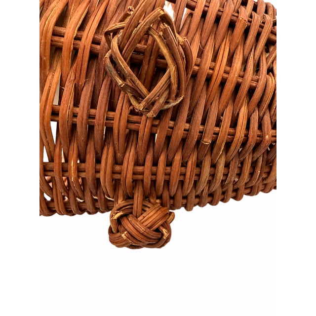 Vintage 1970s–1980s Handwoven Wicker Hanging Basket For Sale - Image 4 of 6