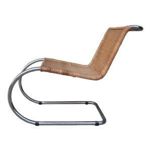 Mid 20th Century Vintage Stendig Mr10 Lounge Chair, Woven Cane + Chrome Frame, Ludwig Mies Van Der Rohe