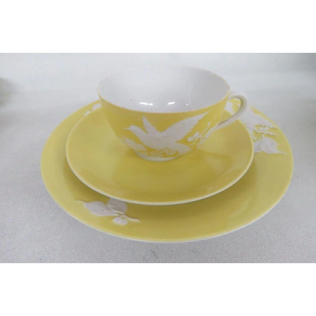 Vintage Union Czechoslovakia Birds Design Yellow Eight Piece Tea Set For Sale - Image 11 of 13
