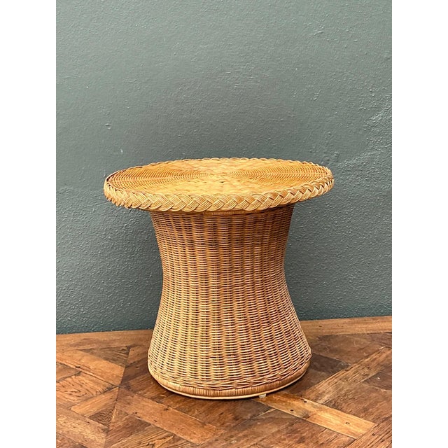 Vintage Braided Rattan Accent Table For Sale - Image 12 of 16