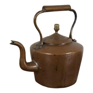 Antique Primitive Copper Gooseneck Bird Spout Water Tea Coffee Pot Kettle For Sale