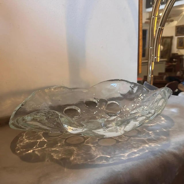 Transparent 1970s Modernist Clear Murano Glass Oval Italian Centerpiece For Sale - Image 8 of 12