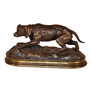 19th Century p.j. Mene Bronze Pointing Dog Statue
