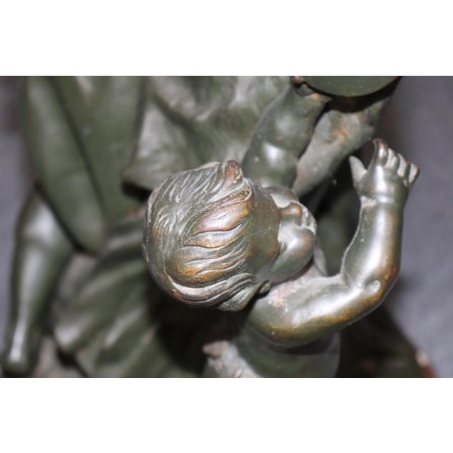 1920's Antique Bronze Statue of Children Playing Signed Clodion For Sale - Image 14 of 16