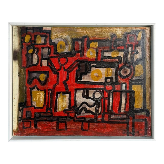 Jadden Massanet "Abstraction Red & Black" Abstract Oil Painting on Canvas For Sale