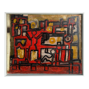Jadden Massanet "Abstraction Red & Black" Abstract Oil Painting on Canvas