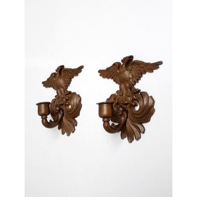 Vintage Federal Revival Eagle Wall Candle Sconces Pair For Sale - Image 13 of 14