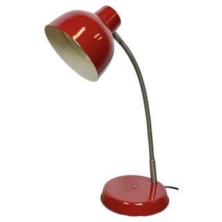 Industrial Red Gooseneck Table Lamp, 1960s For Sale