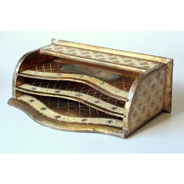 Gold Florentine Wooden Letter Holder, Made in Italy, Vintage From the 50s For Sale - Image 8 of 10