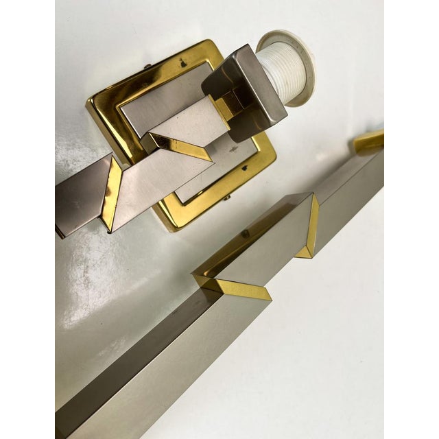 Skyscraper Brass and Chrome Table Lamp & Wall Lamp, 1970s, Set of 2 For Sale - Image 9 of 16