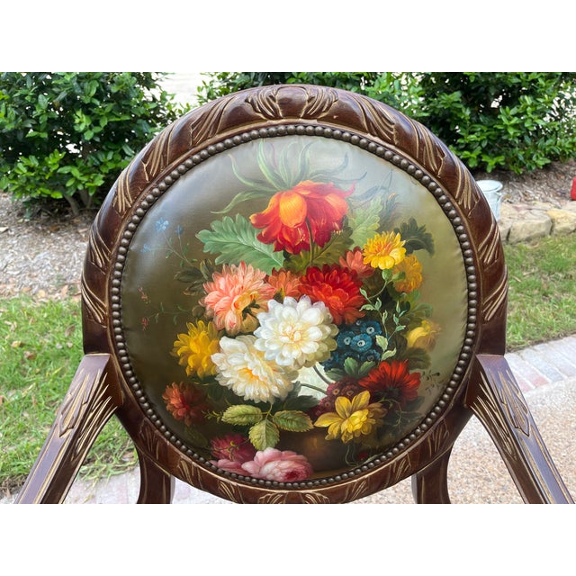 Purchased in 2003, I am original owner. Each chair, though identical the floral on each chair is slightly different. They...