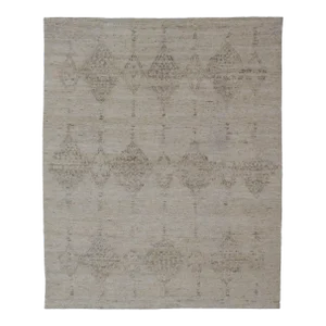 Indian Modern Large Area Rug in All Neutral Tones and Moroccan Style Diamonds