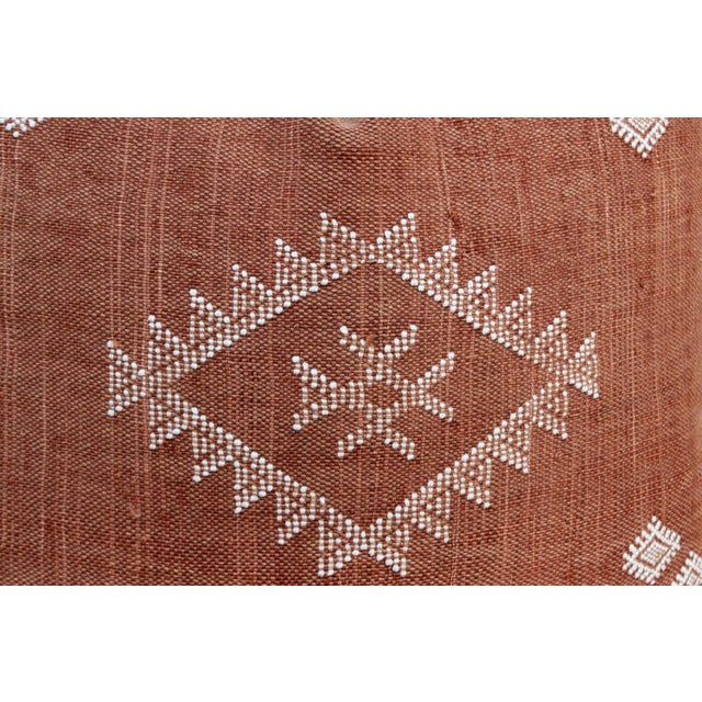 1990s 24" Terracotta Star Moroccan Silk Pillow For Sale - Image 5 of 7