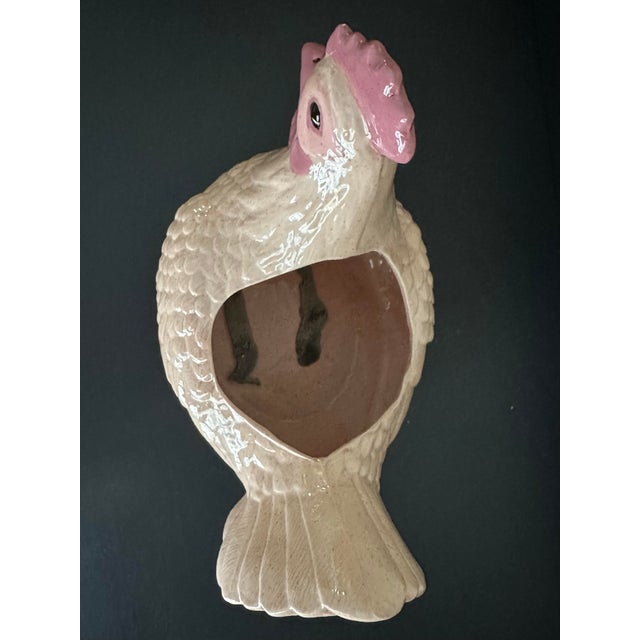 Vintage Mid 20th Century Speckled Pink Ceramic Chicken/Hen Planter For Sale - Image 9 of 12