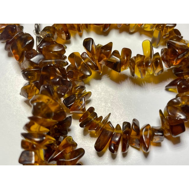 Gemstone Necklace Double Strand Natural Cognac Honey Amber Necklace Sterling Silver Clasp For Sale In South Bend - Image 6 of 7