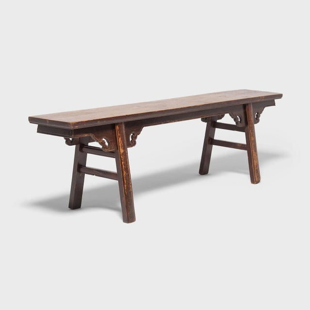 Wood 19th Century Chinese Bench With Splayed Legs For Sale - Image 7 of 7