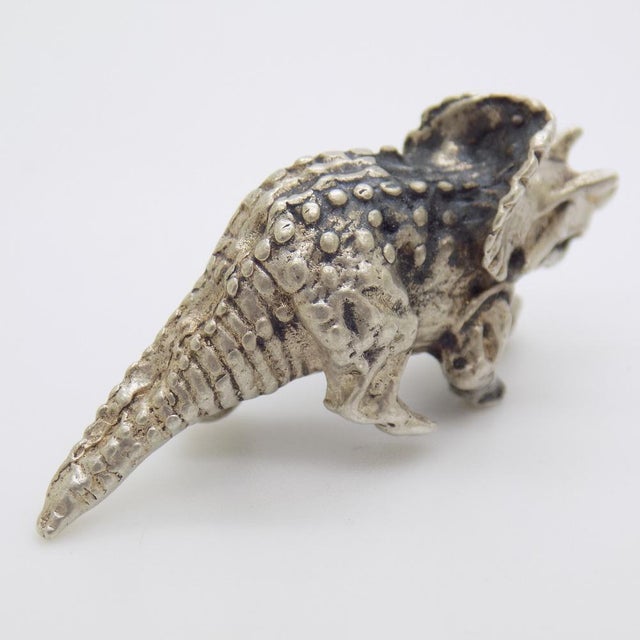 Vintage Italian Handmade Silver Triceratops Dinosaur Figurine, 1960s For Sale - Image 6 of 12
