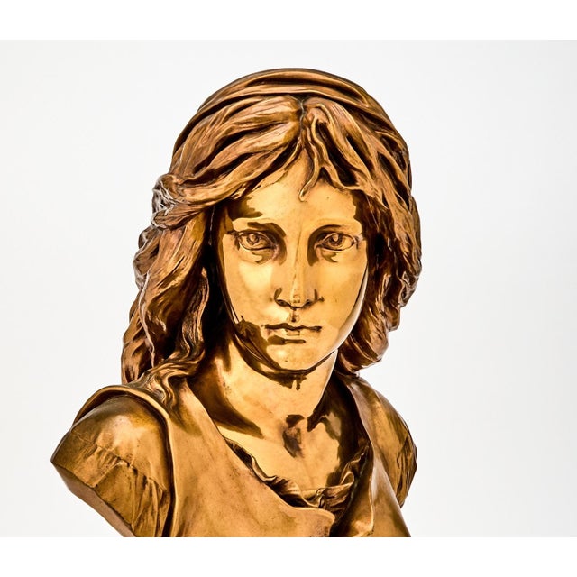 19th Century French 19th Century Bronze Sculpture/ Bust of a Woman, Signed F, Barbedienne For Sale - Image 5 of 10