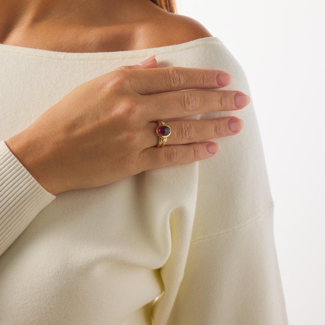 1980s Vintage 3.80 Carat Tourmaline Diamond 14k Yellow Gold Ring, Size 7 For Sale - Image 5 of 7