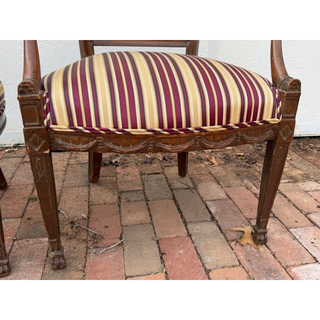 Early 20th Century English Style Neoclassical Arm Chairs, Pair For Sale - Image 11 of 11