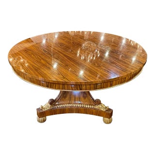 Vintage English Regency Style Rosewood and Gilt Center Table For Sale