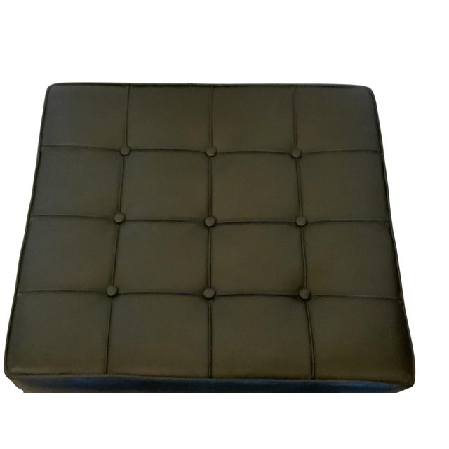 Naos Black Leather Ottoman With Chrome Frame Italy 1998 Naos La Casa Animata Black Leather Ottoman on Chrome Frame. Made...