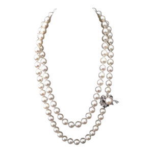 1950s Akoya Pearls With 14k White Gold & Diamond Clasp 31"