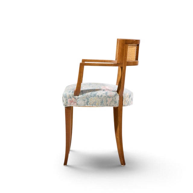 Baker Furniture Company Michael Taylor for Baker Klismos Mid Century Cane Armed Dining Chair For Sale - Image 4 of 9