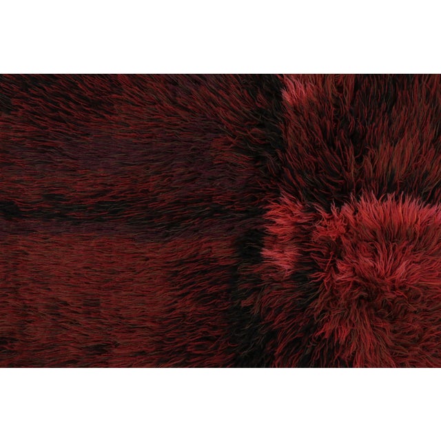 Vintage Swedish Rya Rug With Crimson and Black Abstract Pattern - Rug & Kilim For Sale In New York - Image 6 of 9