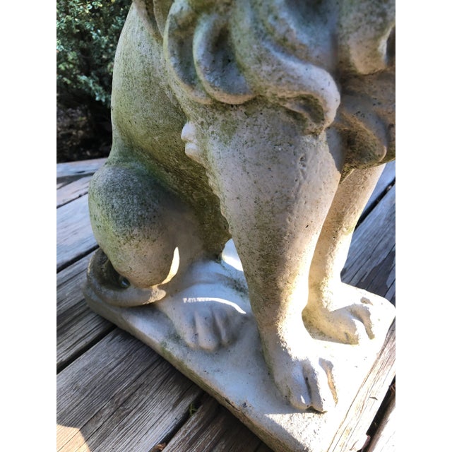 Sculpture Materials Concrete Sitting Lion Statues - Set of 2 For Sale - Image 7 of 11