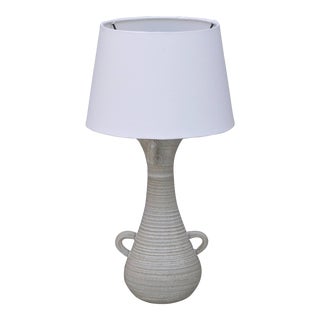 Chic Gourd Shaped Table Lamp With Custom White Parchment Shade For Sale