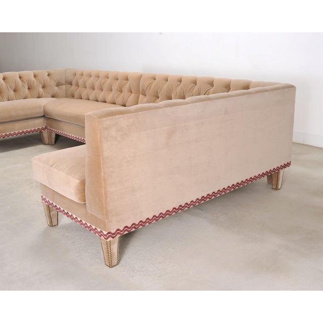Bespoke Tufted Velvet 4-Piece Banquette Sectional Sofa 12 Ft For Sale - Image 14 of 18